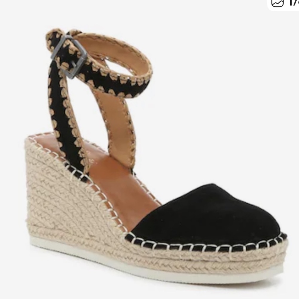 Crown Vintage Black Espadrille Wedge Sandals